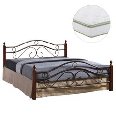 ΚΡΕΒΑΤΙ ΔΙΠΛΟ & ΣΤΡΩΜΑ CELINA HM21328 ΜΕΤΑΛΛΟ & ΞΥΛΟ ΣΕ DIRTY OAK--ΣΤΡΩΜΑ 150x200εκ