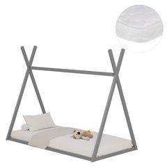 ΚΡΕΒΑΤΙ ΠΑΙΔΙΚΟ ΜΕ ΣΤΡΩΜΑ MUNK HM21306.02 ΞΥΛΟ ΠΕΥΚΟΥ ΣΕ ΓΚΡΙ--ΣΤΡΩΜΑ 90x190εκ