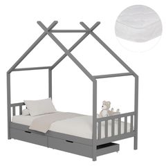 ΚΡΕΒΑΤΙ ΠΑΙΔΙΚΟ ΜΕ ΣΤΡΩΜΑ KLARICE HM21305.02 ΞΥΛΟ ΠΕΥΚΟΥ ΣΕ ΓΚΡΙ--ΣΤΡΩΜΑ 90x190εκ