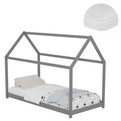 ΚΡΕΒΑΤΙ ΠΑΙΔΙΚΟ ΜΕ ΣΤΡΩΜΑ PEPE HM21302.02 ΞΥΛΟ ΠΕΥΚΟΥ ΣΕ ΓΚΡΙ--ΣΤΡΩΜΑ 90x190εκ