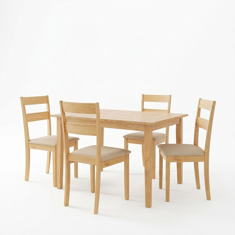 Τραπεζαρία Dallan Country 5τεμ σε φυσική απόχρωση rubberwood 120-150x80x74εκ