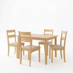Τραπεζαρία Dallan Country 5τεμ σε φυσική απόχρωση rubberwood 120-150x80x74εκ