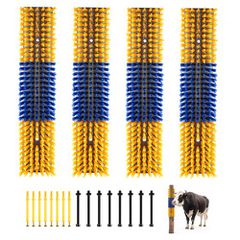 VEVOR Livestock Scratching Brush, 4PCS Goat Scratcher Brush Post με 16 βίδες, 430x100 mm Ξυστό αγελάδας για ανακούφιση από τον κνησμό στην πλάτη, Εργαλείο γρατσουνιάς μασάζ περιποίησης για πρόβατα βοο