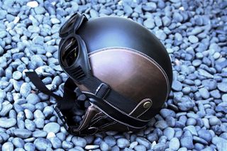 Κράνος ρετρό Club Retro Pilot Helmet 1932 Brown black