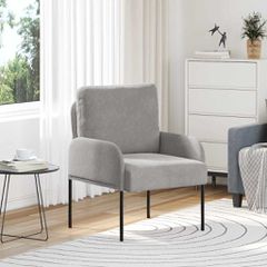 vidaXL Καναπέδες με μαξιλάρι 55cm Ανοιχτό γκρι Κόντρα πλακέ