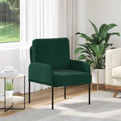 vidaXL Καναπέδες με μαξιλάρι 55cm Σκούρο Πράσινο Κόντρα πλακέ