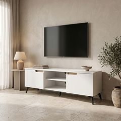 Έπιπλο τηλεόρασης Kemvio pakoworld sonoma-λευκό 150x38x44εκ