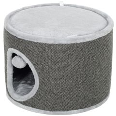 Cat Cave 2 Επιπέδων Σπίτι για Γάτες Λούτρινο Μαξιλάρι Σιζάλ Ξυστό Φ40 x 30H cm Σκούρο Γκρι