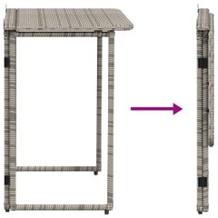 vidaXL Πτυσσόμενο τραπέζι κήπου γκρι 90x51x75 cm Poly Rattan-thumb-6