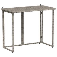 vidaXL Πτυσσόμενο τραπέζι κήπου γκρι 90x51x75 cm Poly Rattan-thumb-1