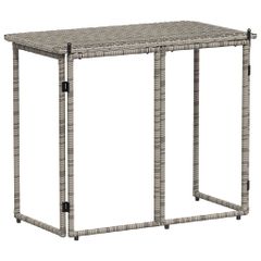 vidaXL Πτυσσόμενο τραπέζι κήπου γκρι 90x51x75 cm Poly Rattan-thumb-5