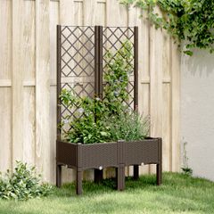 vidaXL Ζαρντινιέρα Κήπου με Καφασωτό Καφέ 80 x 40 x 142 εκ. από PP