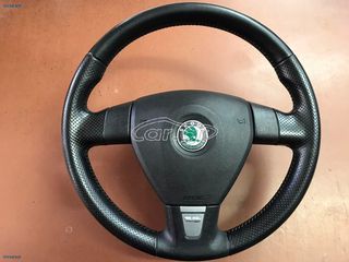 ΤΙΜΟΝΙ ΓΝΗΣΙΟ VRS ΔΕΡΜΑΤΙΝΟ ΜΕ ΑΕΡΟΣΑΚΟ SKODA OCTAVIA 5 Άριστη Κατάσταση!!!