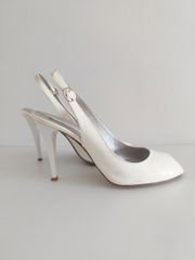 J. Bournazos Slingback Peep Toe Γόβες Λουστρίνι Ivory/Cream Νο 38 – Vero Cuoio