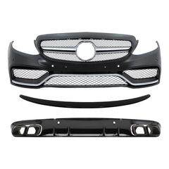 Emprós Profulaktíras gia Mercedes C-Class C205 A205 14-19 Aerotomí Diffuser C63S Look