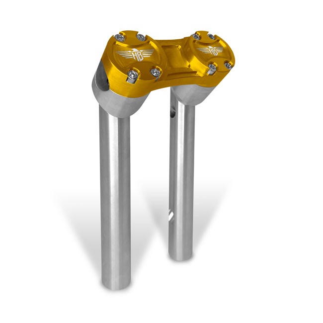 HeinzBikes, Clubstyle pullback risers 8". Silver/Gold