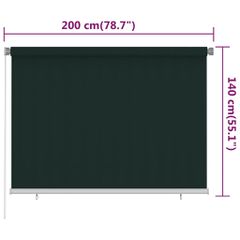 Στόρι Σκίασης Ρόλερ Εξωτερικού Χώρου 205(Π) x 140(Υ) εκ. Σκ. Πράσινο HDPE 312816-thumb-5