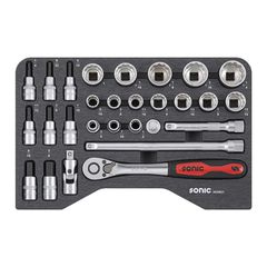 Sonic, combination socket set 1/2'''', 28-piece. US/SAE sizes-thumb-1