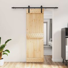 Συρόμενη Πόρτα 70 x 210 cm Συμπαγές Ξύλο Πεύκου (Ακατέργαστο) 3444896