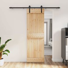 Συρόμενη Πόρτα Φυσικό και Μαύρο 70 x 210 cm 3444911