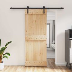 Συρόμενη Πόρτα Φυσικό και Μαύρο 80 x 210 cm 3444912