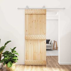 Συρόμενη Πόρτα 80 x 210 cm Συμπαγές Ξύλο Πεύκου (Ακατέργαστο) 3445009