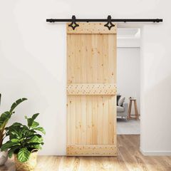 Συρόμενη Πόρτα 80 x 210 cm Συμπαγές Ξύλο Πεύκου (Ακατέργαστο) 3445062