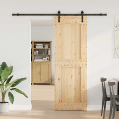 Συρόμενη Πόρτα NARVIK 80 x 210 εκ (213,5 εκ) Φυσικό και Μαύρο 3445306