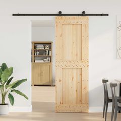 Συρόμενη Πόρτα NARVIK Φυσικό και Μαύρο 80 x 210 εκ (213,5 εκ) 3445318