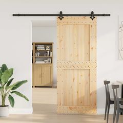 Συρόμενη Πόρτα NARVIK Φυσικό και Μαύρο 95 x 210 εκ (213,5 εκ) 3445333