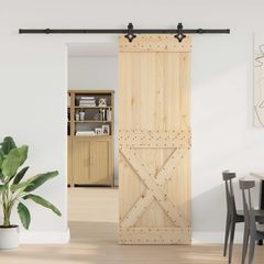 Συρόμενη Πόρτα NARVIK Φυσικό και Μαύρο 80 x 210 εκ (213,5 εκ) 3445378