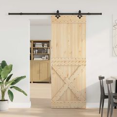 Συρόμενη Πόρτα NARVIK Φυσικό και Μαύρο 85 x 210 εκ (213,5 εκ) 3445379
