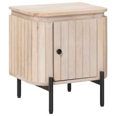 Χειροποίητο Κομοδίνο Λευκό 40 x 30 x 45 cm Στερεό ξύλο μάνγκο 42020107