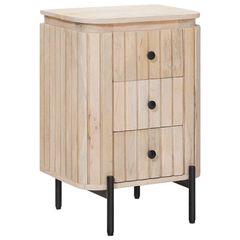 Χειροποίητο Κομοδίνο Λευκό 40 x 30 x 60 cm Στερεό ξύλο μάνγκο 42020108