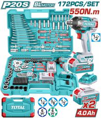 TOTAL ΕΠΑΓΓ. ΣΕΤ ΜΠΟΥΛΟΝΟΚΛΕΙΔΟ ΜΠΑΤ. Li-ion 20V / 550Nm / 4Ah / 2 ΜΠΑΤ 172ΤΕΜ (THKTHP41728E)