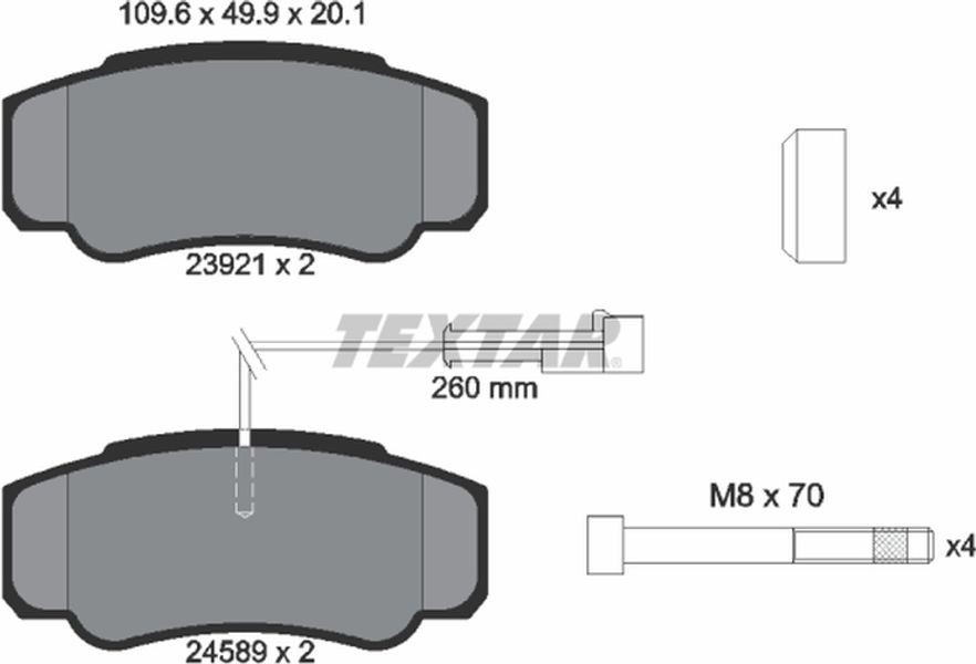 Textar Σετ τακάκια, Δισκόφρενα - 2392103