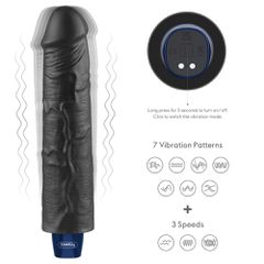 9.5" REAL SOFTEE Rechargeable Vibrating Dildo(Black)-thumb-5