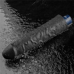 9.5" REAL SOFTEE Rechargeable Vibrating Dildo(Black)-thumb-2