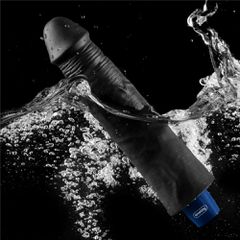 9.5" REAL SOFTEE Rechargeable Vibrating Dildo(Black)-thumb-3