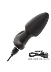Thrusting And Vibrating Silicone Probe Anal Plug Black-thumb-2