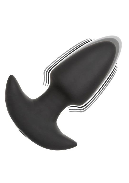 Thrusting And Vibrating Silicone Probe Anal Plug Black