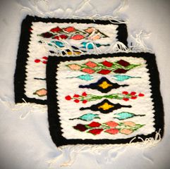 2 τεμαχια σετ Υφαντό Αργαλειός Πάντα ντεκόρ cotton Primitive original 21 Χ 18cm SAR143