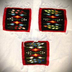 SET 3 τεμάχια Υφαντό Αργαλειός ντεκόρ wool μάλλινο Primitive original 21 Χ 18cm SAR145