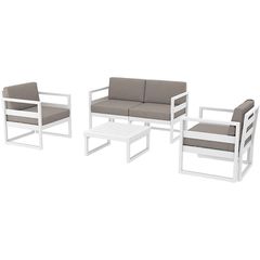 MYKONOS SET 2ΘΕΣ.WHITE/ΜΑΞ. LIGHT BROWN(2ΘΕΣ.+2ΠΟΛ.+ΤΡΑΠ 65εκ.)