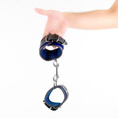 Leather handcuff - Bleu/Black-thumb-2