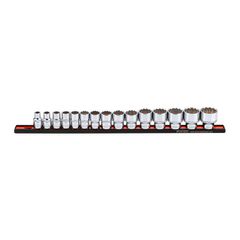 Sonic, socket set 1/2" on rail. 15-piece. US/SAE