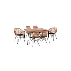 ΣΕΤ ΤΡΑΠΕΖΑΡΙΑΣ 7ΤΜΧ ALLEGRA HM10495 WICKER ΜΠΕΖ-ΜΕΤΑΛΛΟ ΜΑΥΡΟ