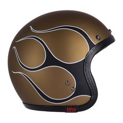 13 1/2 Κράνος Μοτοσυκλέτας Skull bucket helmet flames matt gold - S
