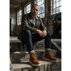 West Coast Choppers Δερμάτινα Μποτάκια με Κορδόνια Rigid καφέ | WCC boots cognac - 44-thumb-3