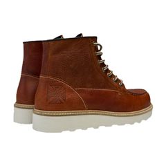 West Coast Choppers Δερμάτινα Μποτάκια με Κορδόνια Rigid καφέ | WCC boots tumbled brown - 41-thumb-2